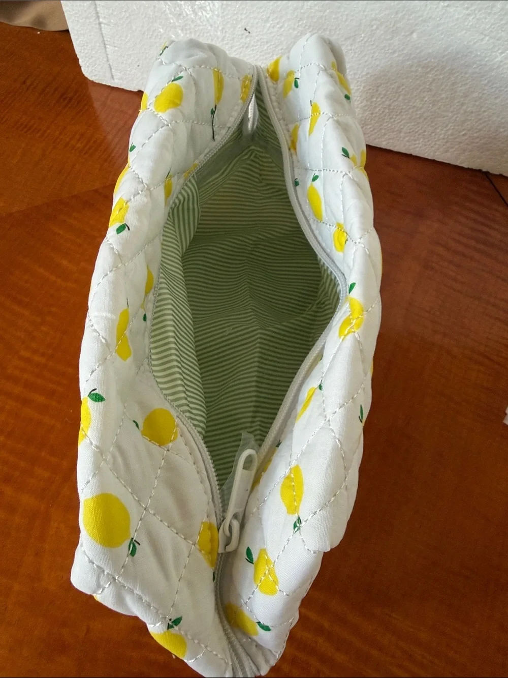 Moon Nude Quilted Lemon Cosmetic Pouch - White & Yellow